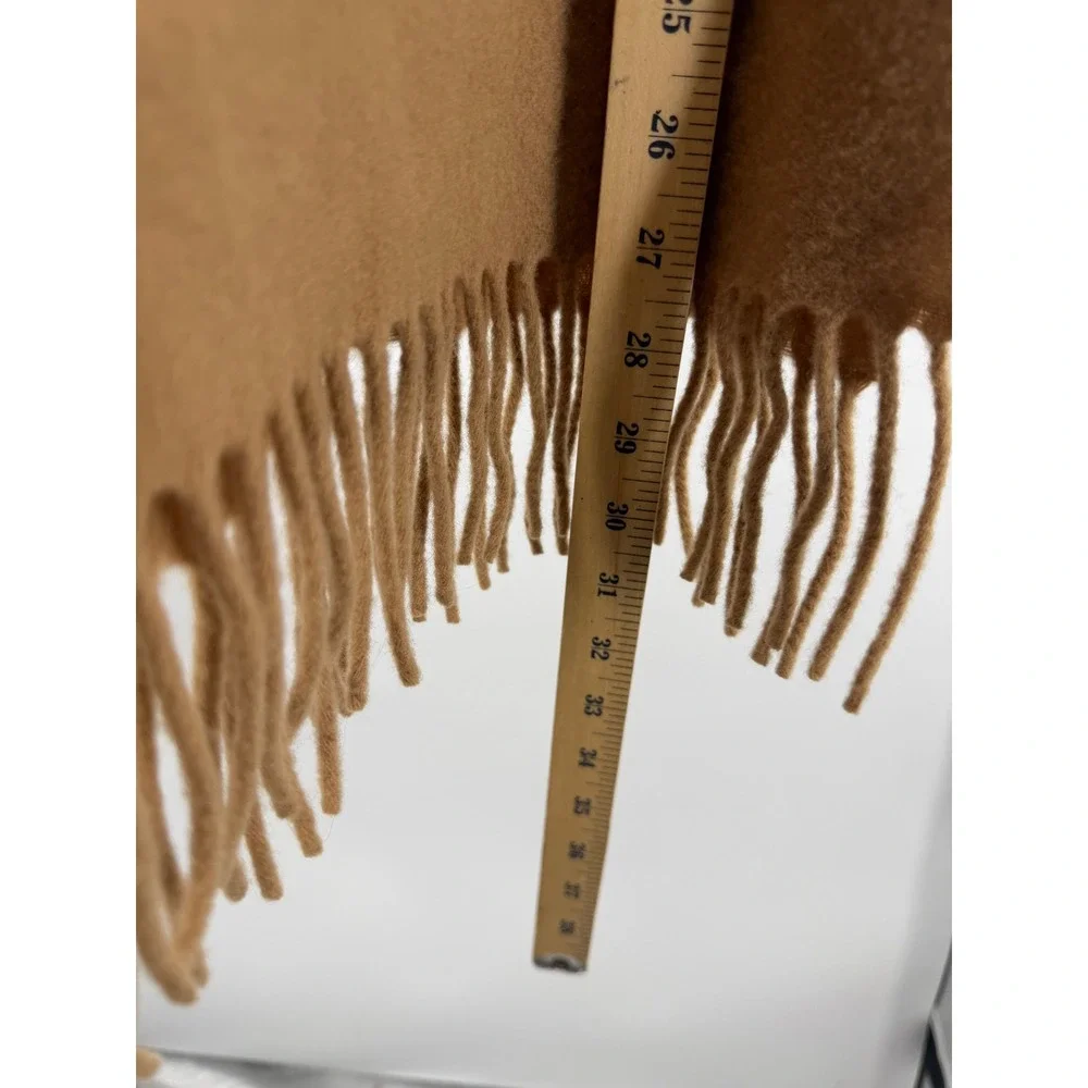 Polo Ralph Lauren Pony Scarf Mens OS Camel Tan Wool Blend Fringe Trim